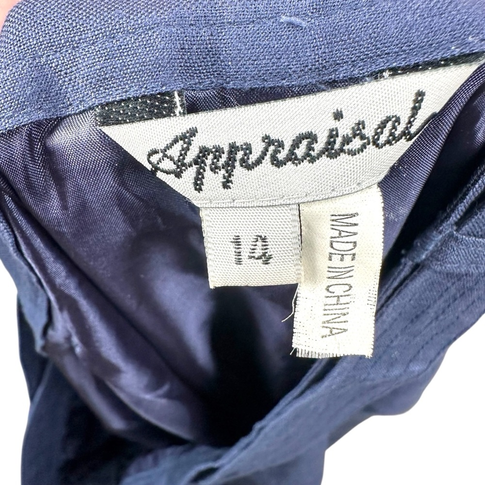 APPRAISAL Navy Blue Button Up Maxi Linen Blend Prarie Lined Skirt Womens Size 14 - Picture 5 of 15